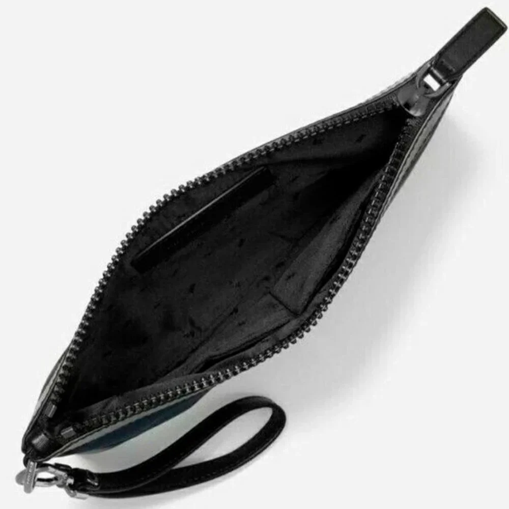 S Michael Kors Kent Nylon Camo Indigo Jacquard Travel Pouch 37S0LACU2U Navy $198